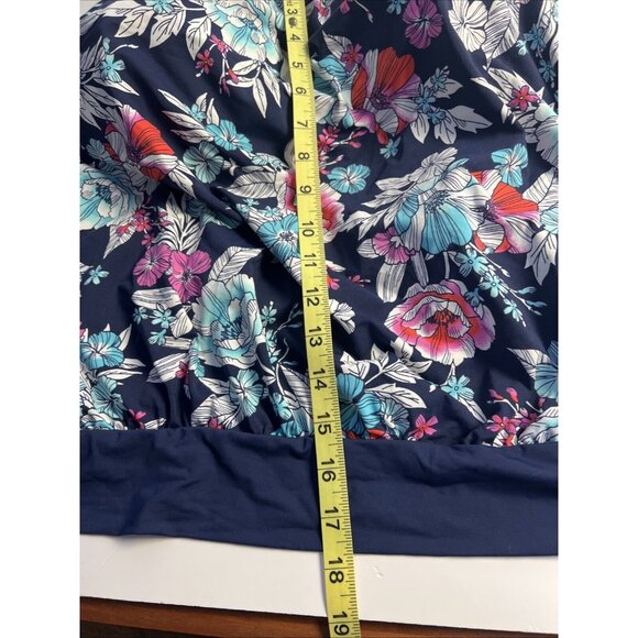 Womens 24W DDD LANDS END Blue Floral BLOUSON TANKINI TOP Bathing Swim - Picture 5 of 6
